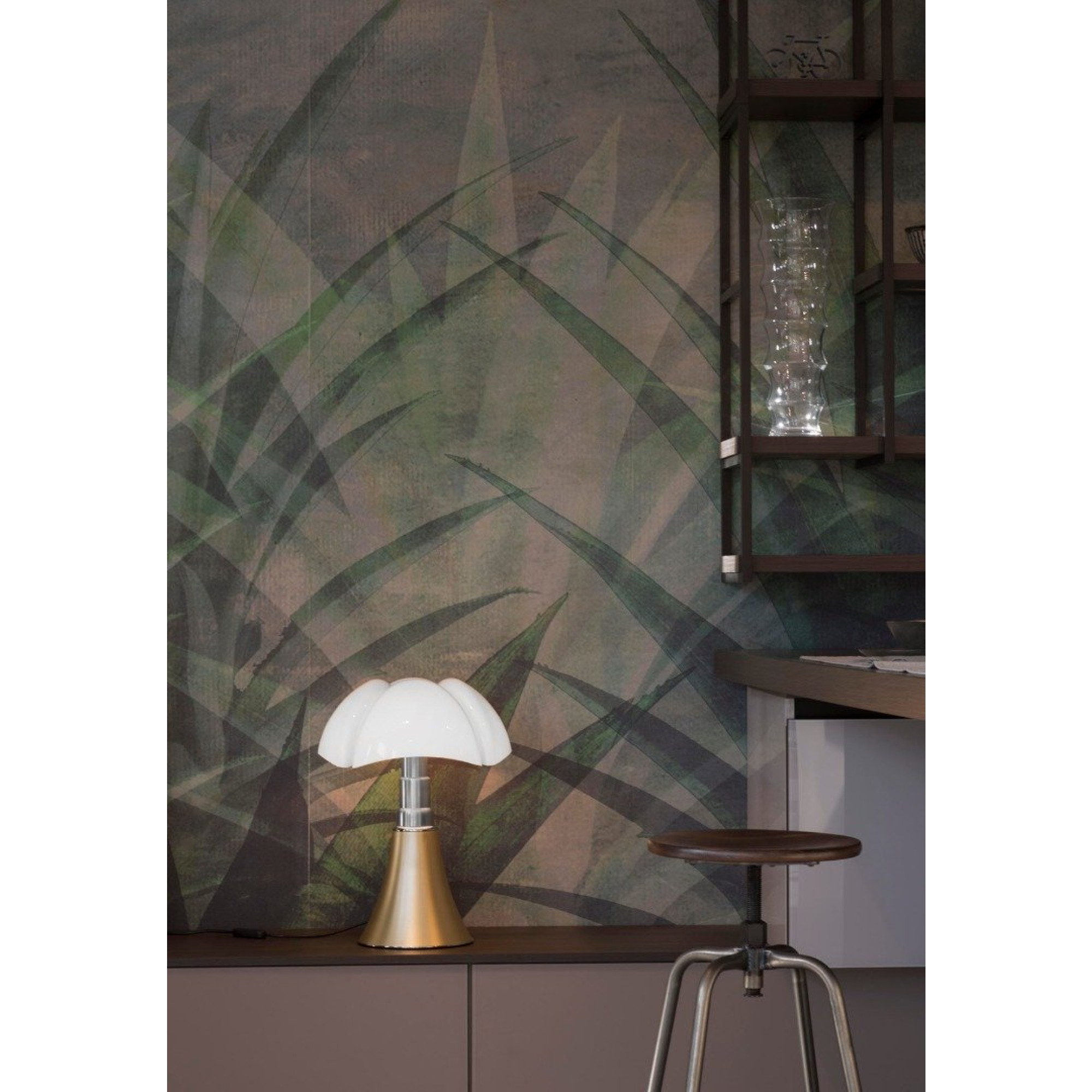 Martinelli Luce Pipistrello Medium – Dimbare LED Tafel-/vloerlamp, 9W, 2700K, Wit, Roestvrijstalen Telescoop, In Hoogte Verstelbaar