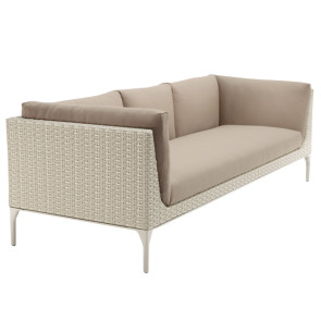 Mu divano ineare di Dedon struttura in alluminio e rivestimento in polietilene ad alta densità